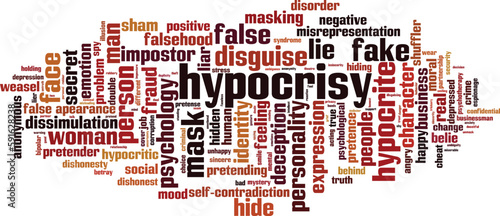 Hypocrisy word cloud concept. Collage made of words about hypocrisy. Vector illustration 