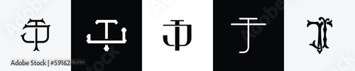 Initial letters TJ Monogram Logo Design Bundle