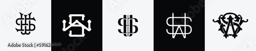 Initial letters SW Monogram Logo Design Bundle