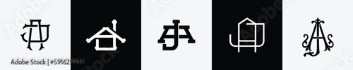 Initial letters JA Monogram Logo Design Bundle