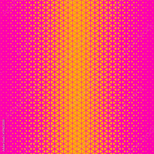 Pink orange halftone triangles pattern. Abstract geometric gradient background. Vector illustration.