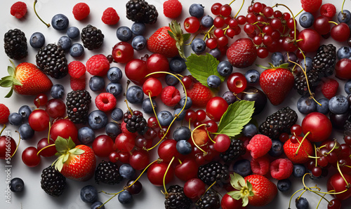 Berries on a white background, Generative AI
