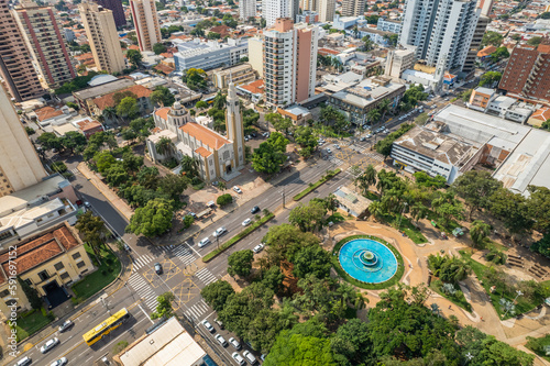 Presidente Prudente, São Paulo/Brazil - Around October 2022: São Sebastião Mother Church in Presidente Prudente, the city's central square.