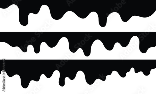 seamless black melting drips paint collection. melt drips paint abstract liquid vector elements. border and drips ink set