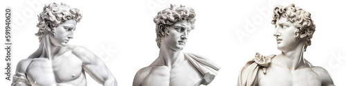 Set of marble statue isolated on transparent background - Fictional Person, Generative AI