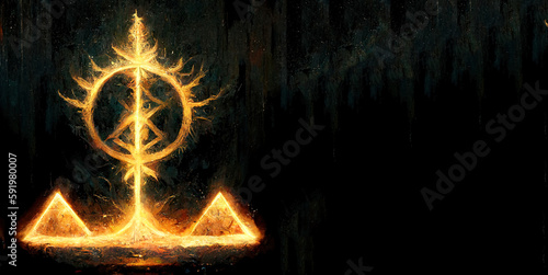 Rune, concept one RUNE to rule them all, esoteric and fantasy humor, mystic meets myth and fantasy. Generative AI