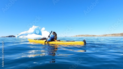 Kayak paddling in Greenland 