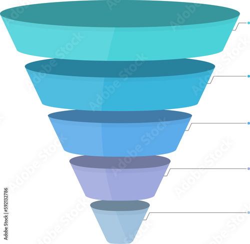 Funnel diagram with 5 elements, infographic template for web, business, presentations