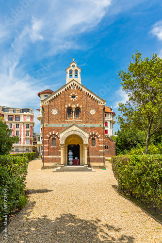 Facade of the Imperial Chapel of Biarritz, France