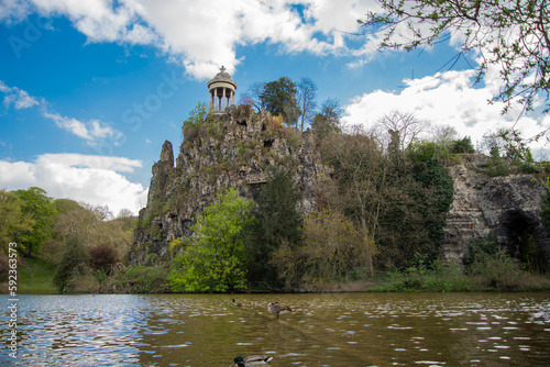 The Parc des Buttes Chaumon is a public park situated in northeastern Paris, France. Opened in 1867, late in the regime of Napoleon III, it was built according to plans by Jean-Charles Adolphe Alphand