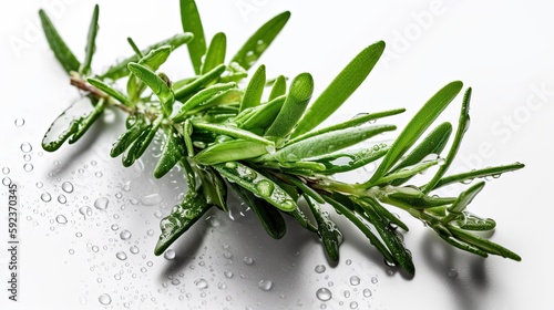 Fresh tarragon with water drops on white background. Close up