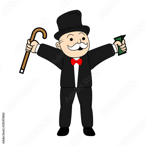 Rich Uncle Penny Character Vector Illustration