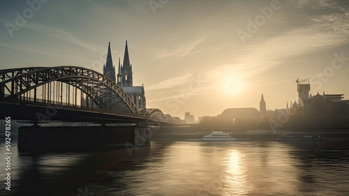 cologne city with church created with Generative AI technology