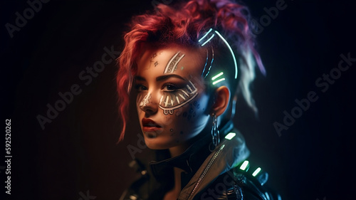 cyperpunk girl in galaxy