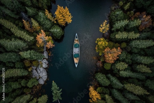 aerial view of canoe algonquin lake park illustration generative ai