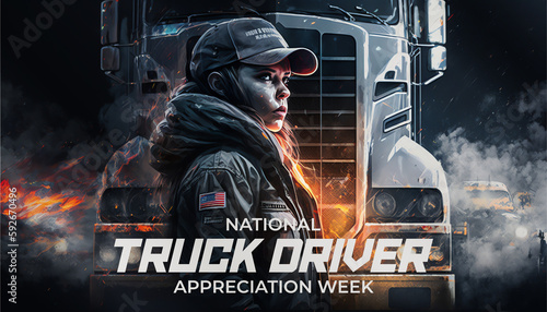 National Truck Driver Appreciation Week. Celebrate in September in the United States. Design for poster, greeting card, banner, and background. Generative AI 