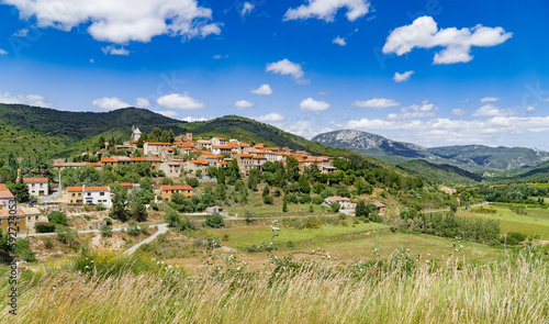 General view of Cucugnan, Aude. France.