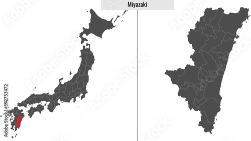 map of Miyazaki prefecture of Japan