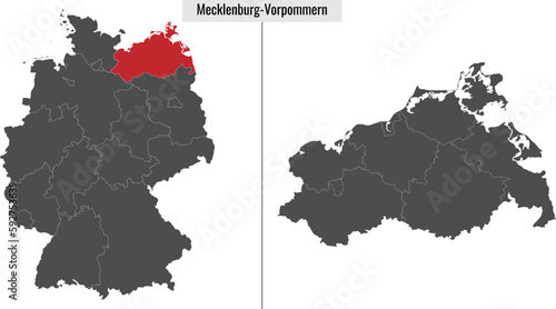 map of Mecklenburg-Vorpommern state of Germany