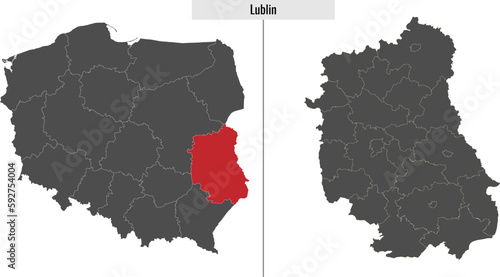 map of Lublin voivodship province of Poland