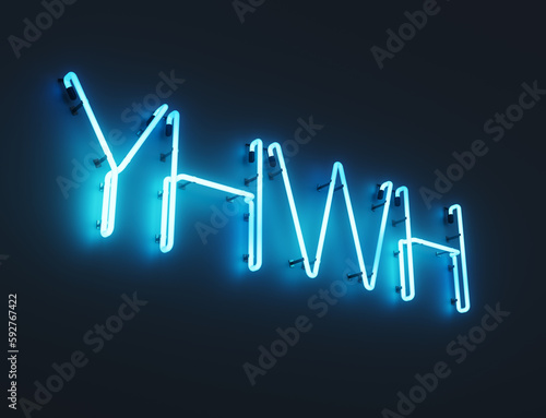 Neon YHWH Glowing 3D Illustrated Sign on Wall