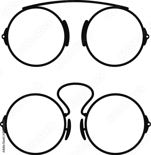 Retro style eyeglasses, vector line icon
