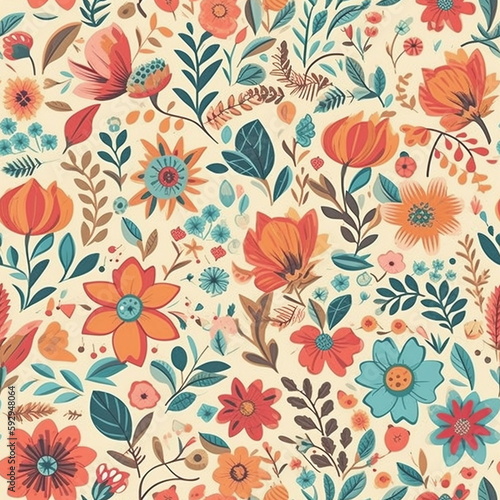 seamless floral pattern, wrappers, wallpapers, postcards, greeting cards, wedding invitations, romantic events, created with Generative Ai technology.