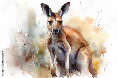 A watercolor sketch of an australian kangaroo created with generative AI