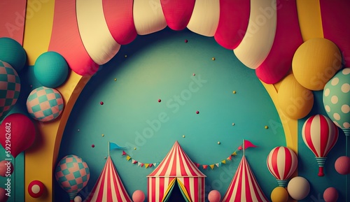 Circus Backdrop in the Fair Fun and Frolic Style - A Fun and Enjoyment Background Texture - Happy and Funny Wallpaper created with Generative AI technology