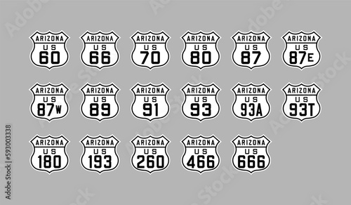 1926 Arizona USA Highway set shields