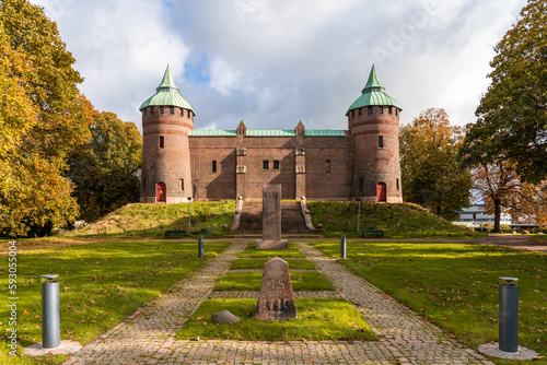 View of Ringstorp old water tower built 1904 and located in Helsingborg, Sweden.
