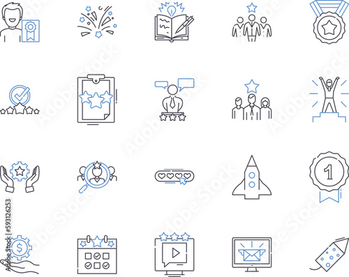 Success and money outline icons collection. Success, Money, Wealth, Profit, Achievement, Win, Gains vector and illustration concept set. Capital, Fortune, Riches linear signs