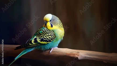 Cheerful Budgie on a Perch
