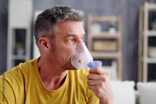 Asthma Patient Breathing Using Oxygen Mask