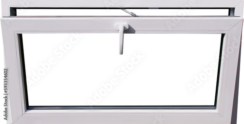 A small transom window made of plastic with a handle and accessories