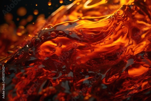 Soda pour. Red orange brown liquid splashing pour. Soda drink. Fluid liquid.
