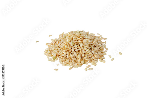 Brown rice heap isolated transparent png. Uncooked,raw, whole grain cereal. 