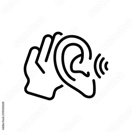 Black line icon for hearing 