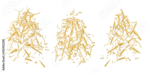 Cheese shavings on a white isolated background