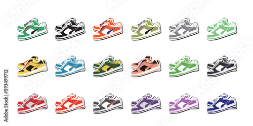 Sneaker dunk shoe with side view. Vector fitness sneakers shoes for training, running, skateboard, shoe fashion sneakers. Vector.