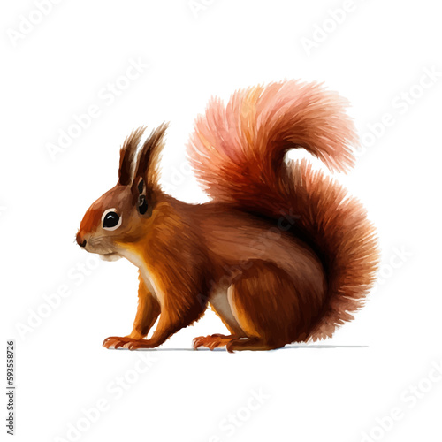 squirrel with style hand drawn digital painting illustration