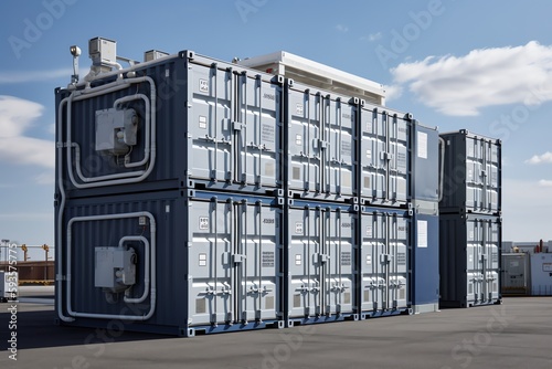 Energy storage. Hydrogen-powered battery container unit. Generative AI