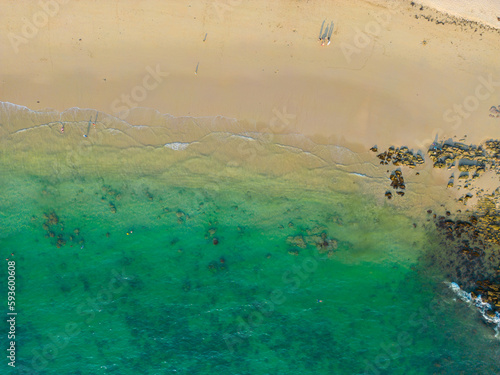 Tropical sea white sand beach aerial view summer