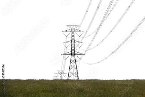 Electric pylon isolated on white background..
