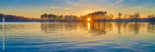 Beautiful sunset on Beaver Lake near Rogers Arkansas.