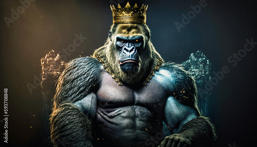 King Kong on a black background, generative AI