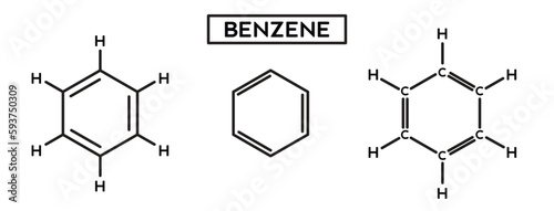 Icon set of benzene molecule structure vector collection