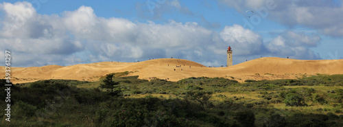 Unique sand dune Rubje Knude. Lighthouse.