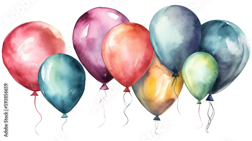 A bunch of watercolor party balloon clipart.