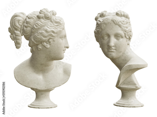 Classical bust of Venus isolated on transparent background. 3D rendering